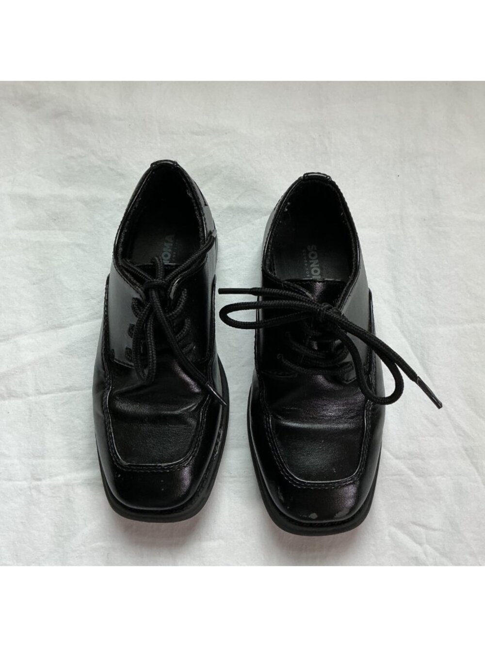 Sonoma Boys Black Faux Leather Square-Toe Lace-Up Dress Shoe size 12 kids